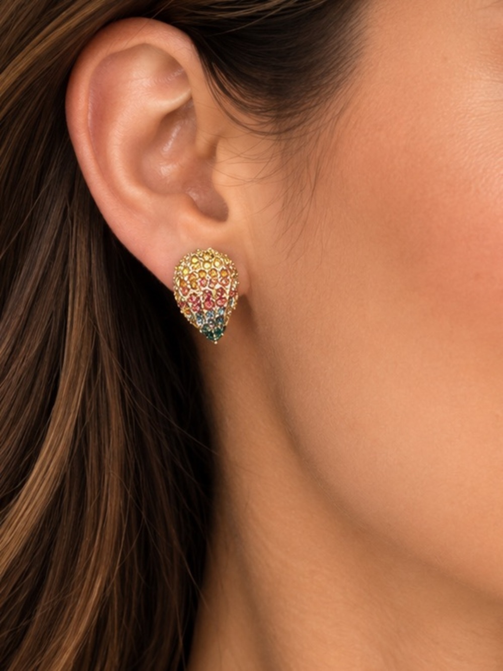 Kurt Geiger Multicolor Crystal Hawk Stud Earrings